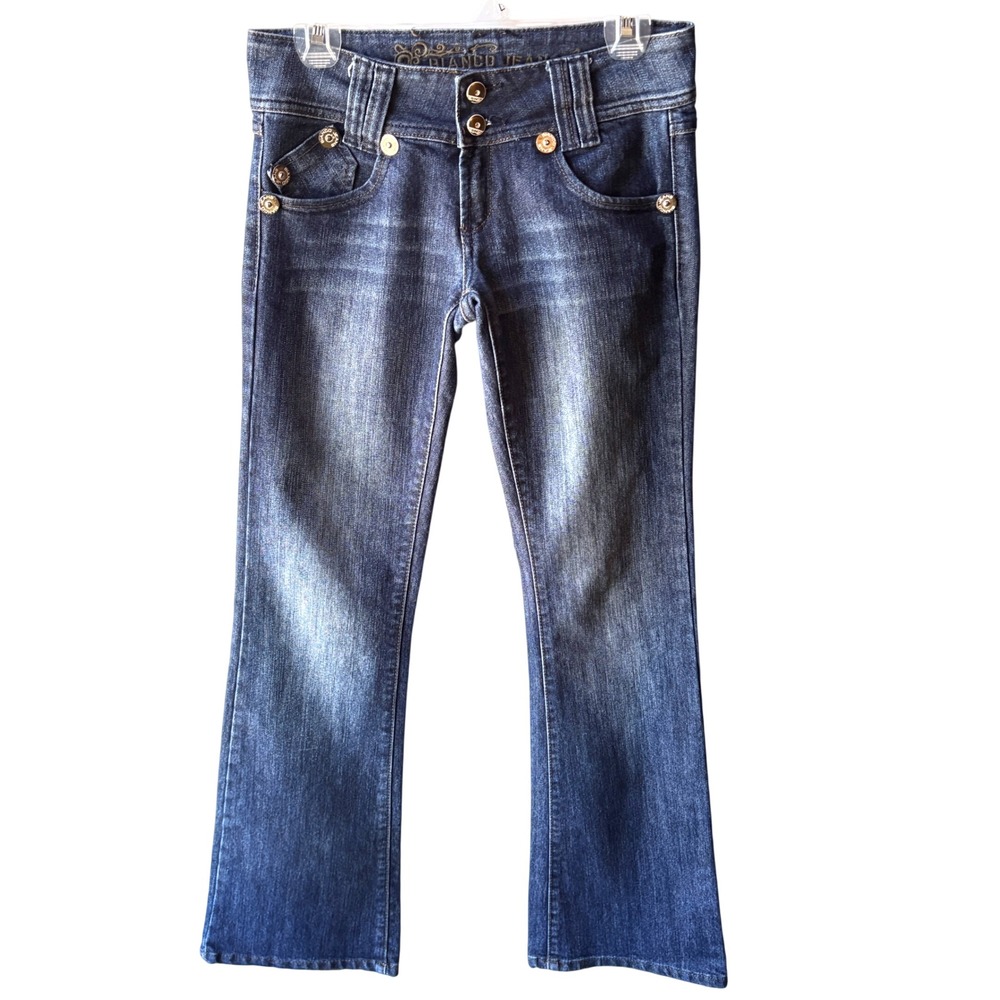 Vintage Y2K Bianco Low Rise Bootcut Jeans Womens 26 Streetwear Dark Wash Denim